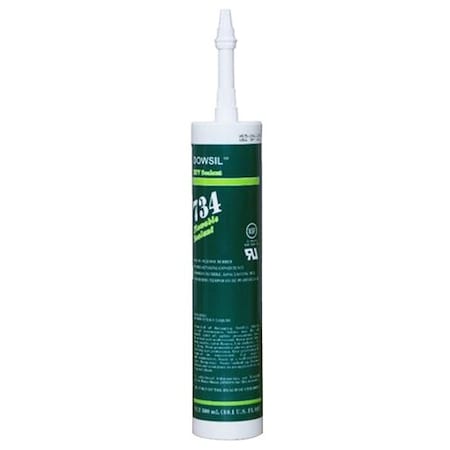 Dow Corning Specialty Purpose Silicone Sealant, Multipurpose, Cartridge, Viscous Liquid 734 PLUS CLEAR 10.1OZ / 300ML CTG